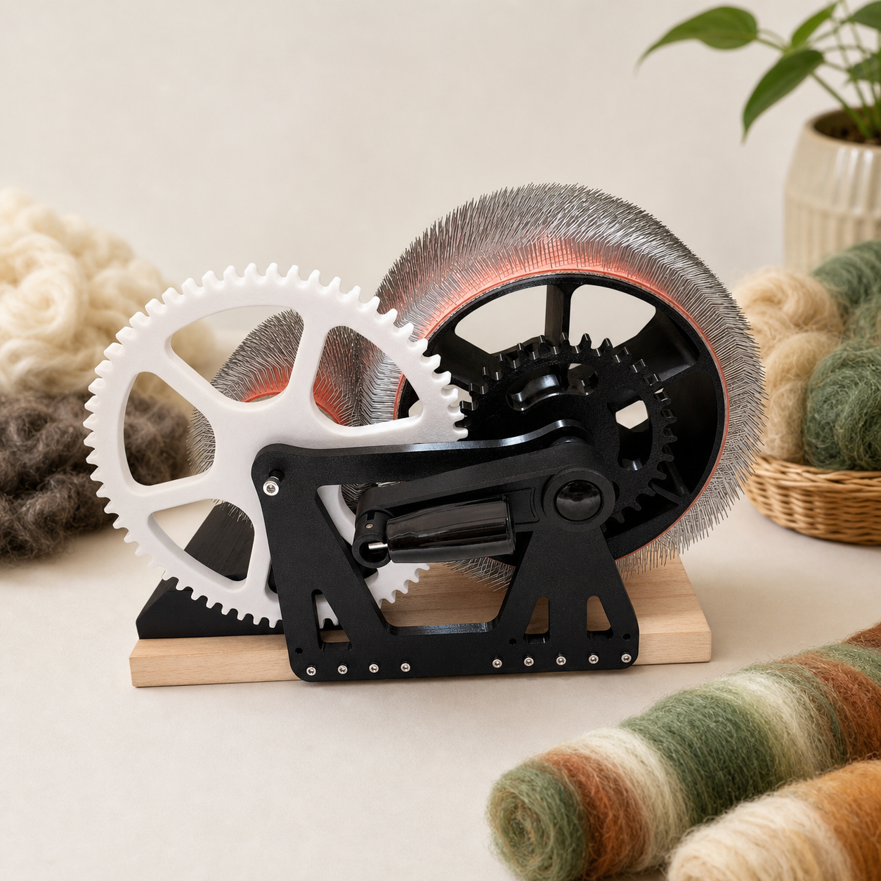 DrumCarder Studio Fiber Carder Color blend setup